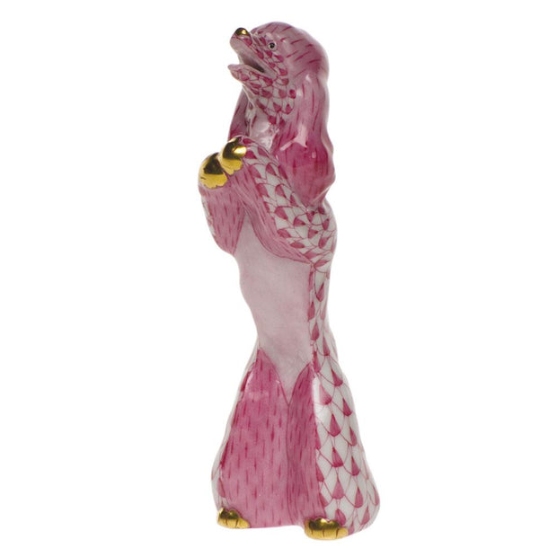 Herend Miniature Begging Poodle Figurines Herend Raspberry (Pink) 