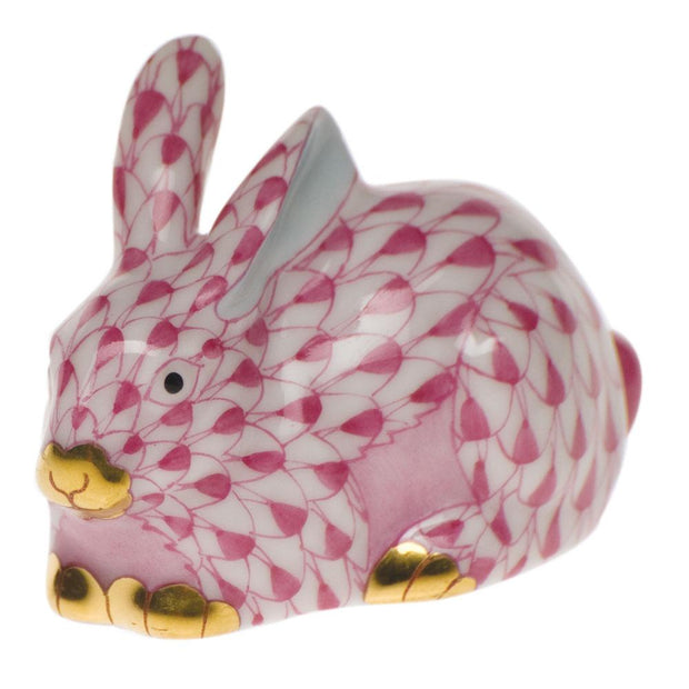 Herend Miniature Lying Rabbit Figurines Herend Raspberry (Pink) 