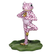 Herend Yoga Frog In Tree Pose Figurines Herend Raspberry (Pink) 