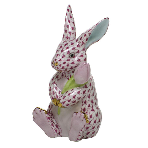 Herend Blossom Bunny Figurines Herend Raspberry (Pink) 