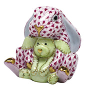 Herend Bunny And Lovey Figurines Herend Raspberry (Pink) 