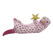 Herend Sea Otter With Starfish Figurines Herend Raspberry (Pink) 
