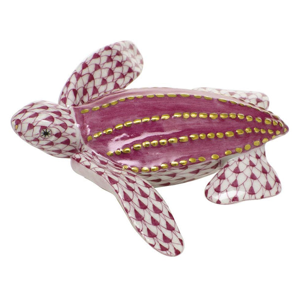 Herend Young Leatherback Turtle Figurines Herend Raspberry (Pink) 