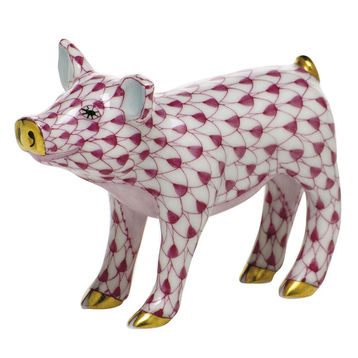 Herend Smiling Pig Figurines Herend Raspberry (Pink) 
