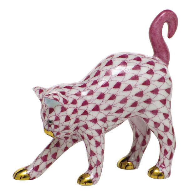 Herend Arched Cat Figurines Herend Raspberry (Pink) 