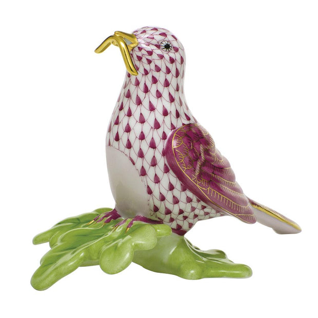 Herend Early Bird Gets The Worm Figurines Herend Raspberry (Pink) 