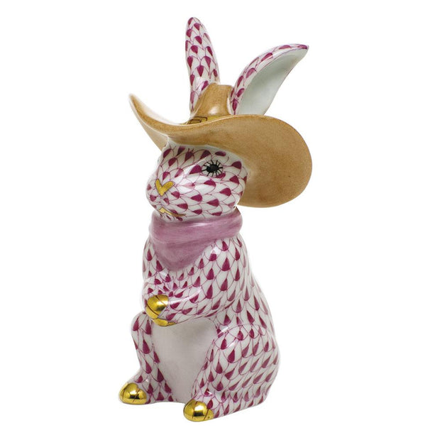 Herend Cowboy Bunny Figurines Herend Raspberry (Pink) 