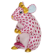 Herend Mouse With Bow Figurines Herend Raspberry (Pink) 