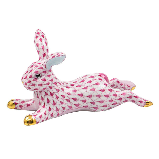 Herend Lounging Bunny Figurines Herend Raspberry (Pink) 