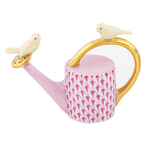 Herend Watering Can With Birds Figurines Herend Raspberry (Pink) 