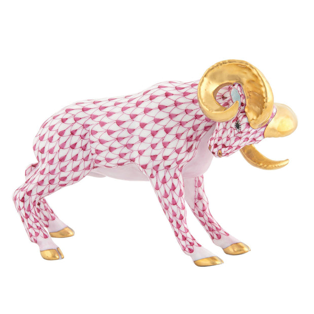 Herend Charging Ram Figurines Herend Raspberry (Pink) 