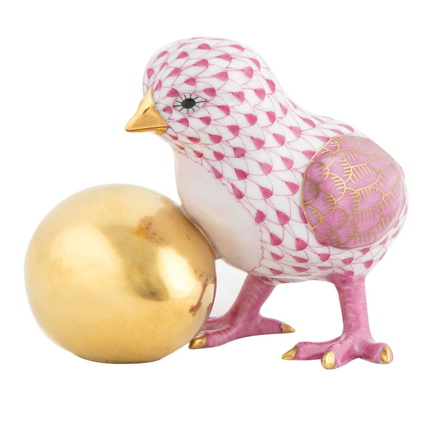 Herend Baby Chick With Egg Figurines Herend Raspberry (Pink) 