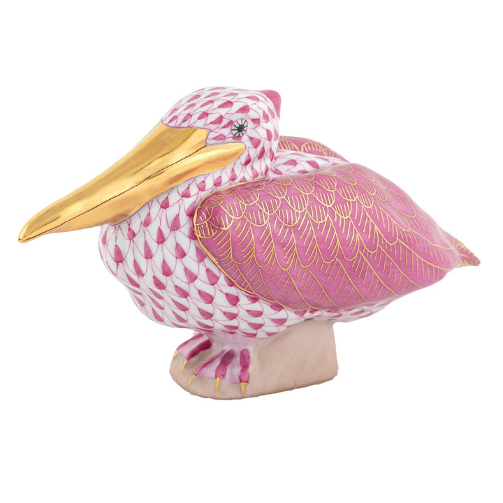 Herend Sitting Pelican Figurines Herend Raspberry (Pink) 