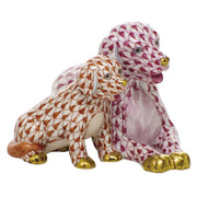Herend Mommy And Me Figurines Herend Raspberry (Pink) + Rust 