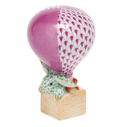 Herend Hot Air Balloon Bunny Figurines Herend Raspberry (Pink) + Lime Green 