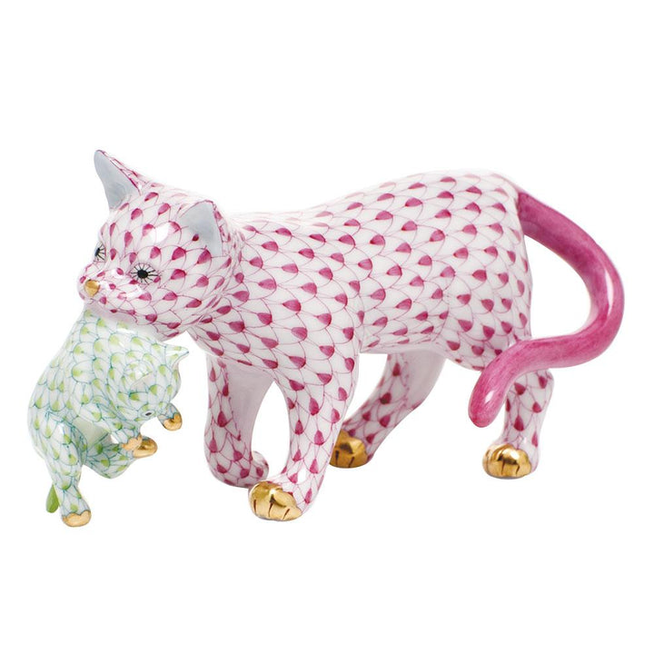 Herend Motherly Love Figurines Herend Raspberry (Pink) & Lime Green 