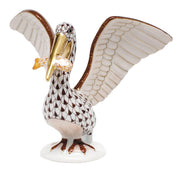 Herend Pelican W/Fish Figurines Herend Chocolate + Butterscotch 