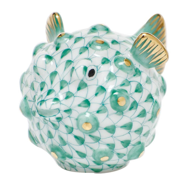 Herend Puffer Fish Figurines Herend Green 