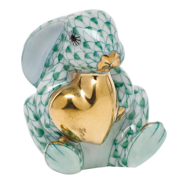 Herend Bunny W/Heart Figurines Herend Green 