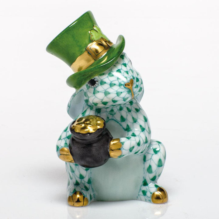 Herend Leprechaun Bunny Figurines Herend Green 