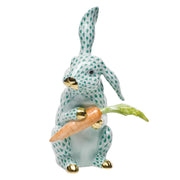 Herend Large Bunny W/Carrot Figurines Herend Green 