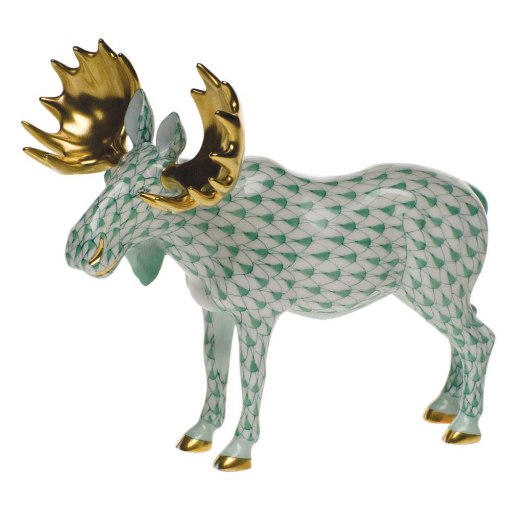 Herend Standing Moose Figurines Herend Green 