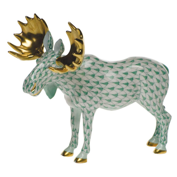 Herend Standing Moose Figurines Herend Green 