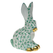 Herend Miniature Sitting Rabbit Figurines Herend Green 