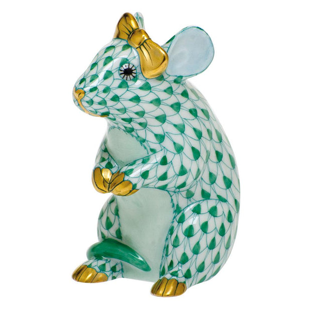 Herend Mouse With Bow Figurines Herend Green 