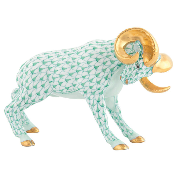 Herend Charging Ram Figurines Herend Green 