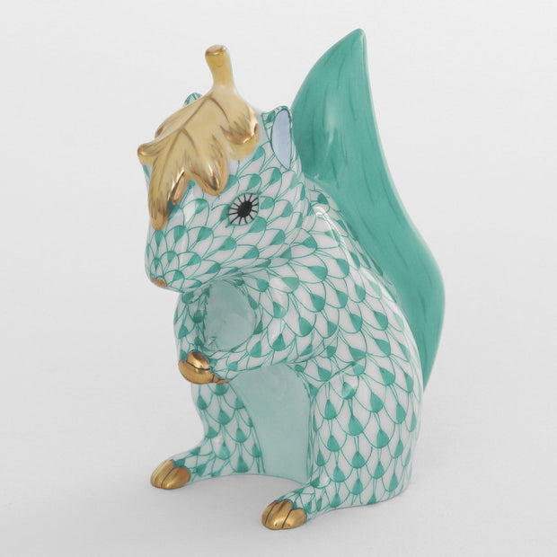 Herend Squirrel With Leaf Figurines Herend Green 