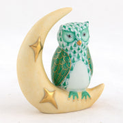Herend Owl With Crescent Moon Figurines Herend Green 