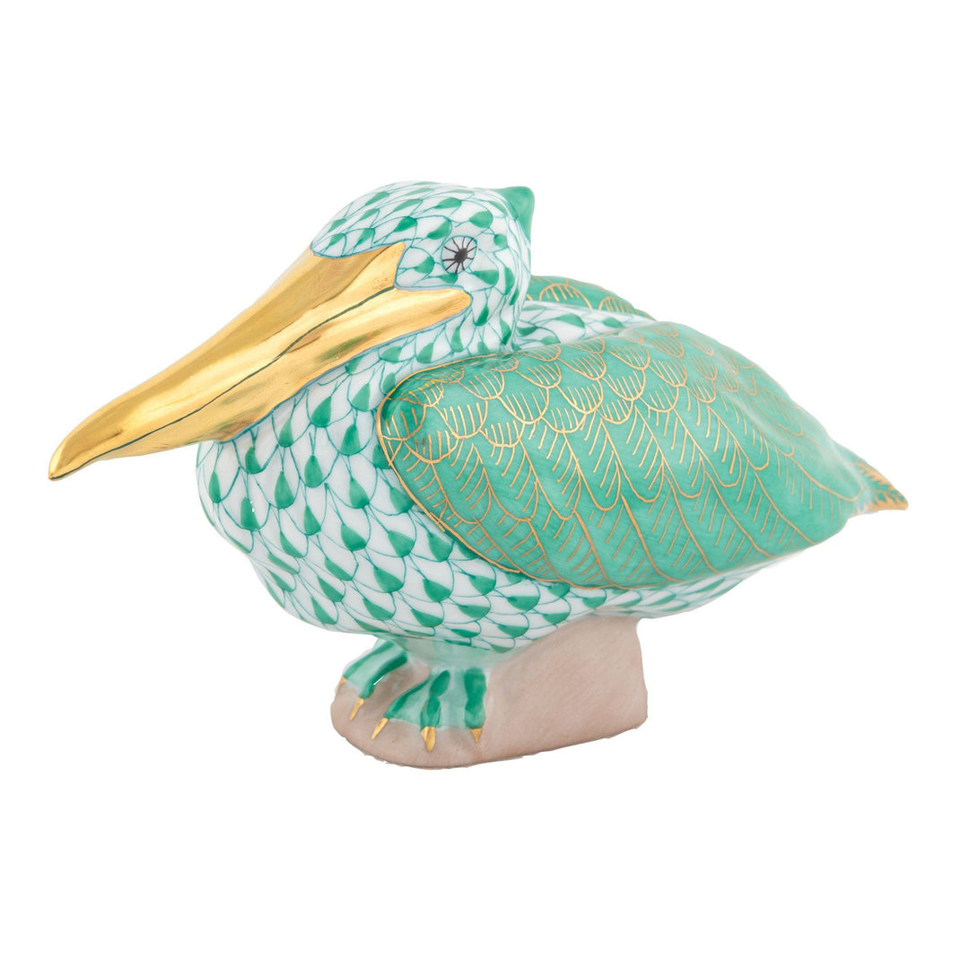 Herend Sitting Pelican Figurines Herend Green 