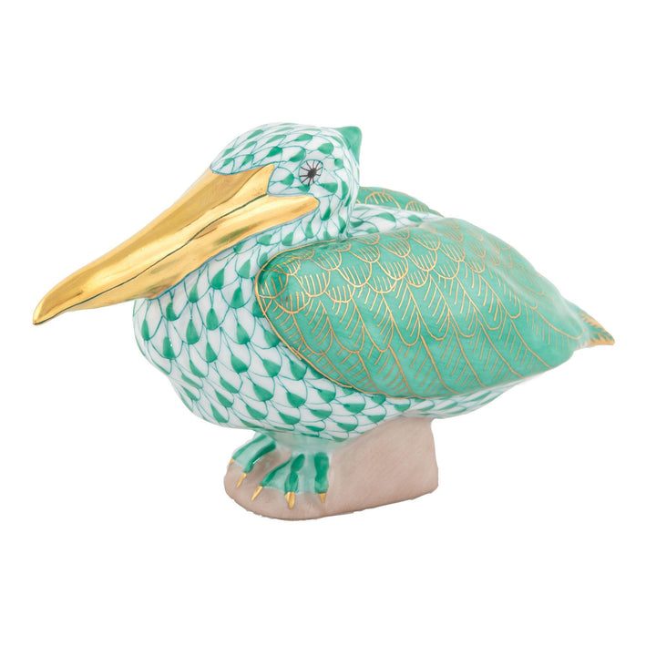 Herend Sitting Pelican Figurines Herend Green 