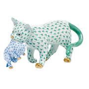 Herend Motherly Love Figurines Herend Green + Blue 