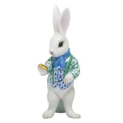 Herend White Rabbit Figurines Herend Green + Blue 
