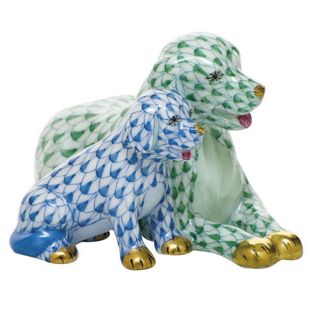 Herend Mommy And Me Figurines Herend Green + Blue 