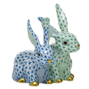 Herend Twisted Bunnies Figurines Herend Green + Blue 
