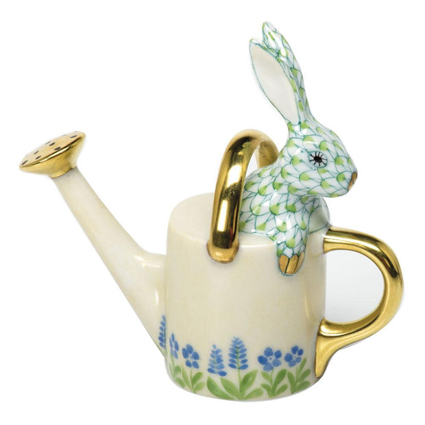 Herend Watering Can Bunny Figurines Herend Lime Green 