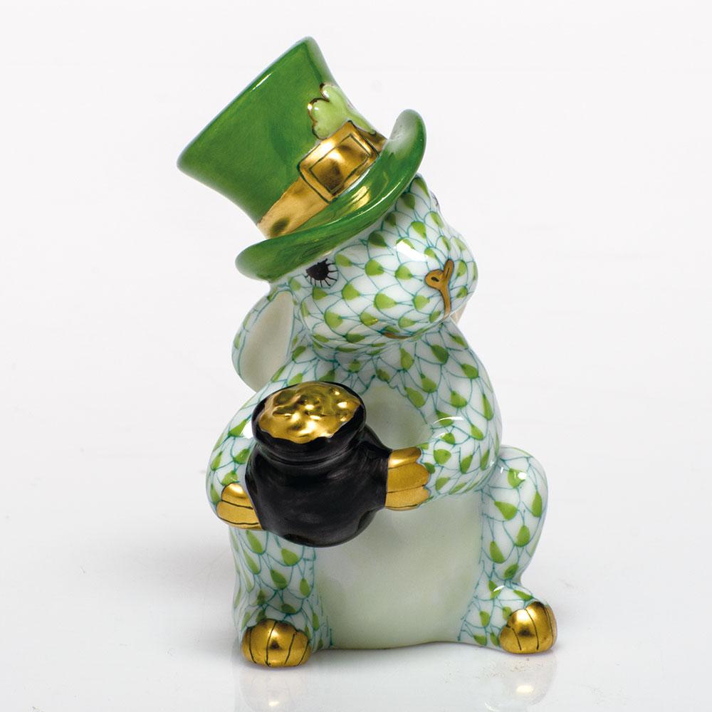 Herend Leprechaun Bunny Figurines Herend Lime Green 