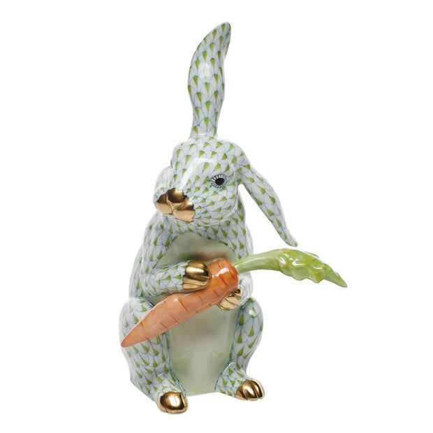 Herend Large Bunny W/Carrot Figurines Herend Lime Green 