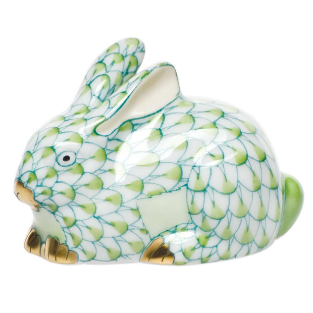 Herend Miniature Lying Rabbit Figurines Herend Lime Green 