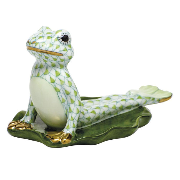 Herend Yoga Frog In Cobra Pose Figurines Herend Lime Green 