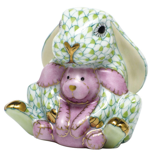 Herend Bunny And Lovey Figurines Herend Lime Green 