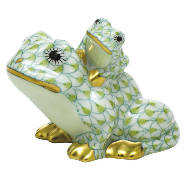 Herend Mother And Baby Frog Figurines Herend Lime Green 