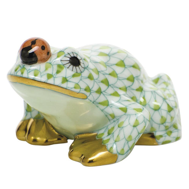 Herend Frog With Ladybug Figurines Herend Lime Green 