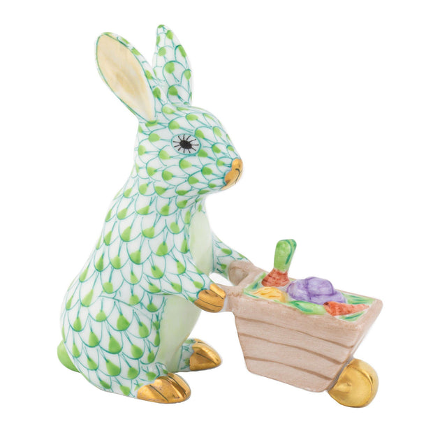 Herend Wheelbarrow Bunny Figurines Herend Lime Green 