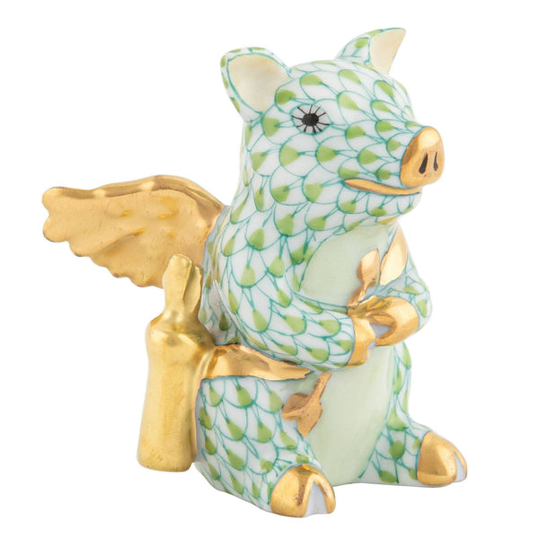Herend Cupid Piggy Figurines Herend Lime Green 