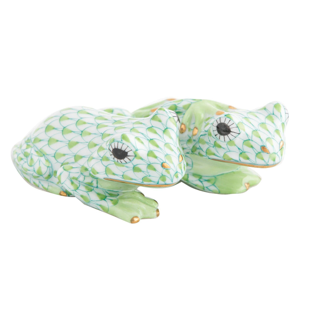 Herend Pair Of Frogs Figurines Herend Lime Green 