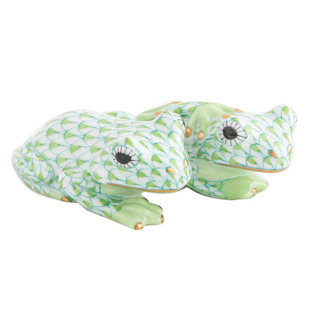 Herend Pair Of Frogs Figurines Herend Lime Green 
